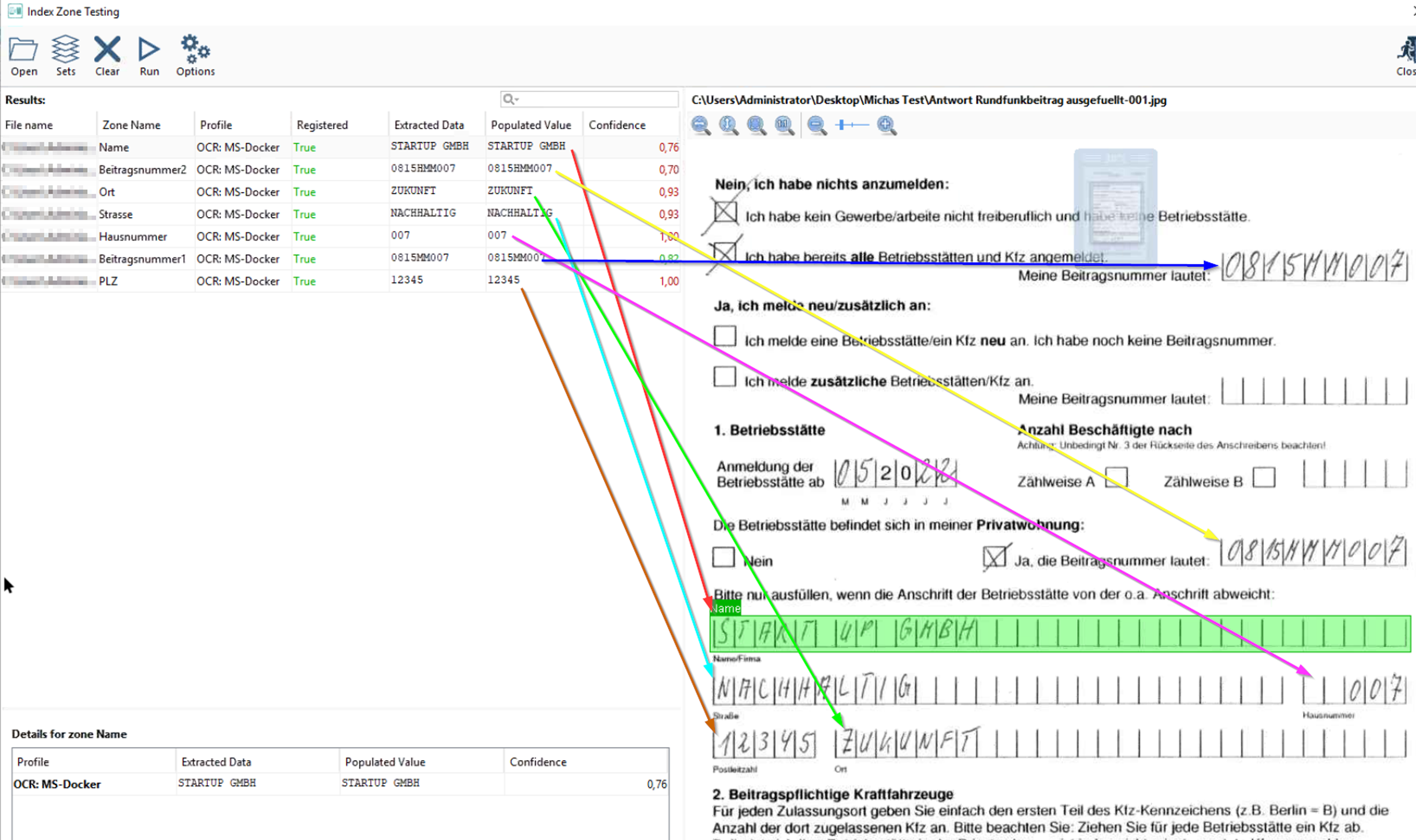 handschriftlich ausgefüllte Dokumente